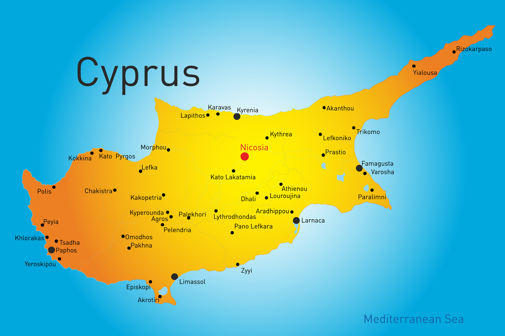 The divided island of Cyprus